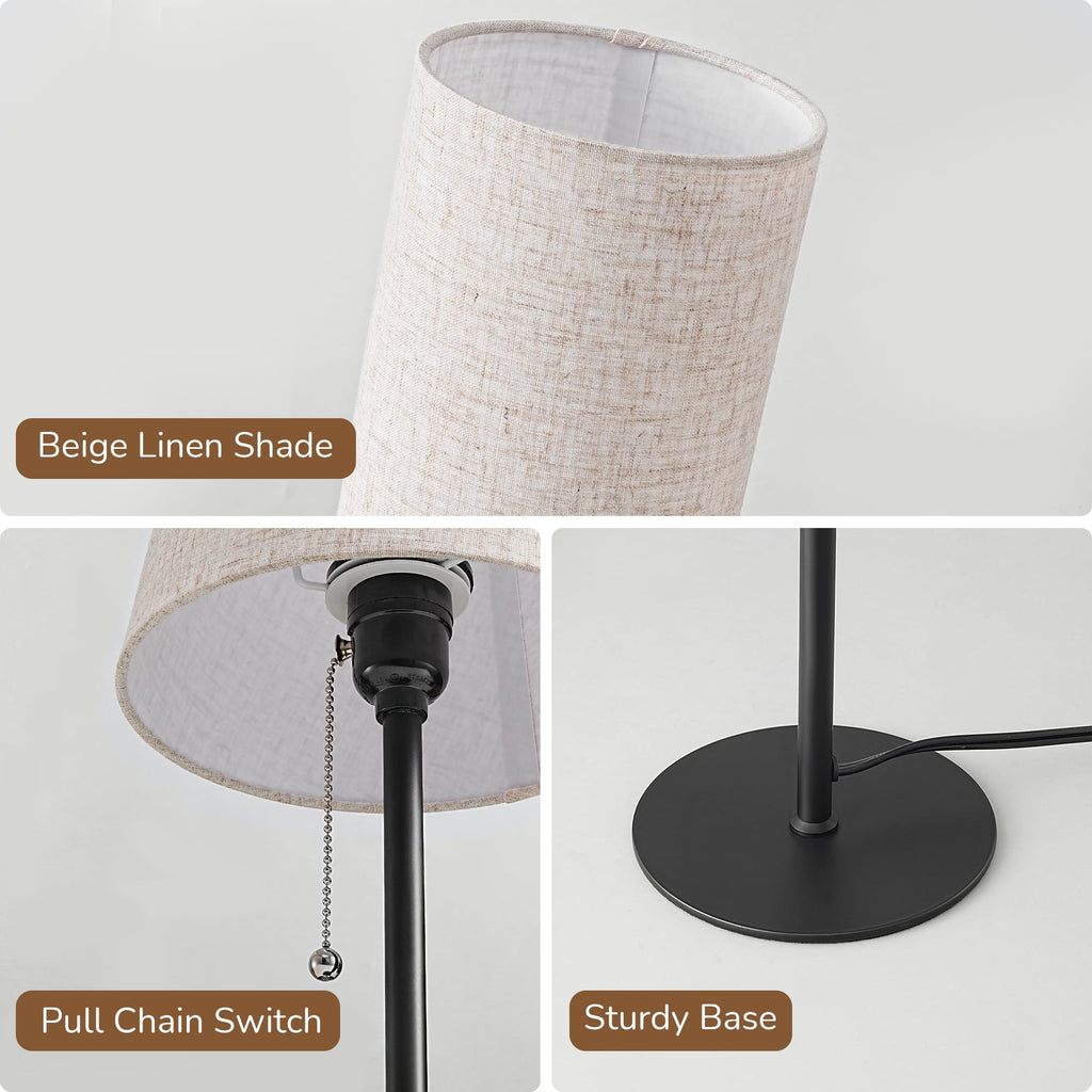 EDISHINE Table Lamps set of 2 for Living Room Bedroom Modern Style Pull Chain Switch