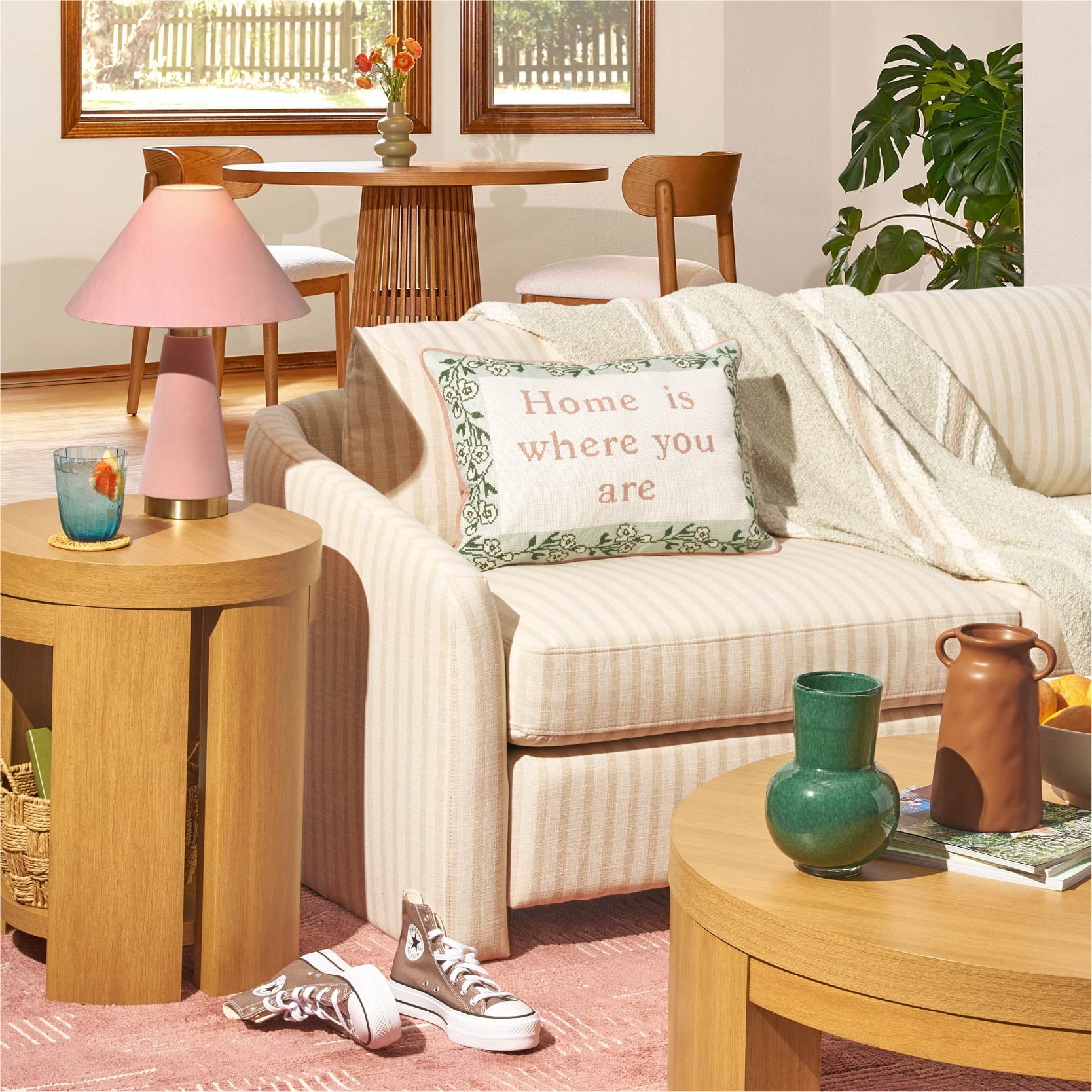 Beautiful Rose Pink Velvet Table Lamp by Drew Barrymore, 19" H