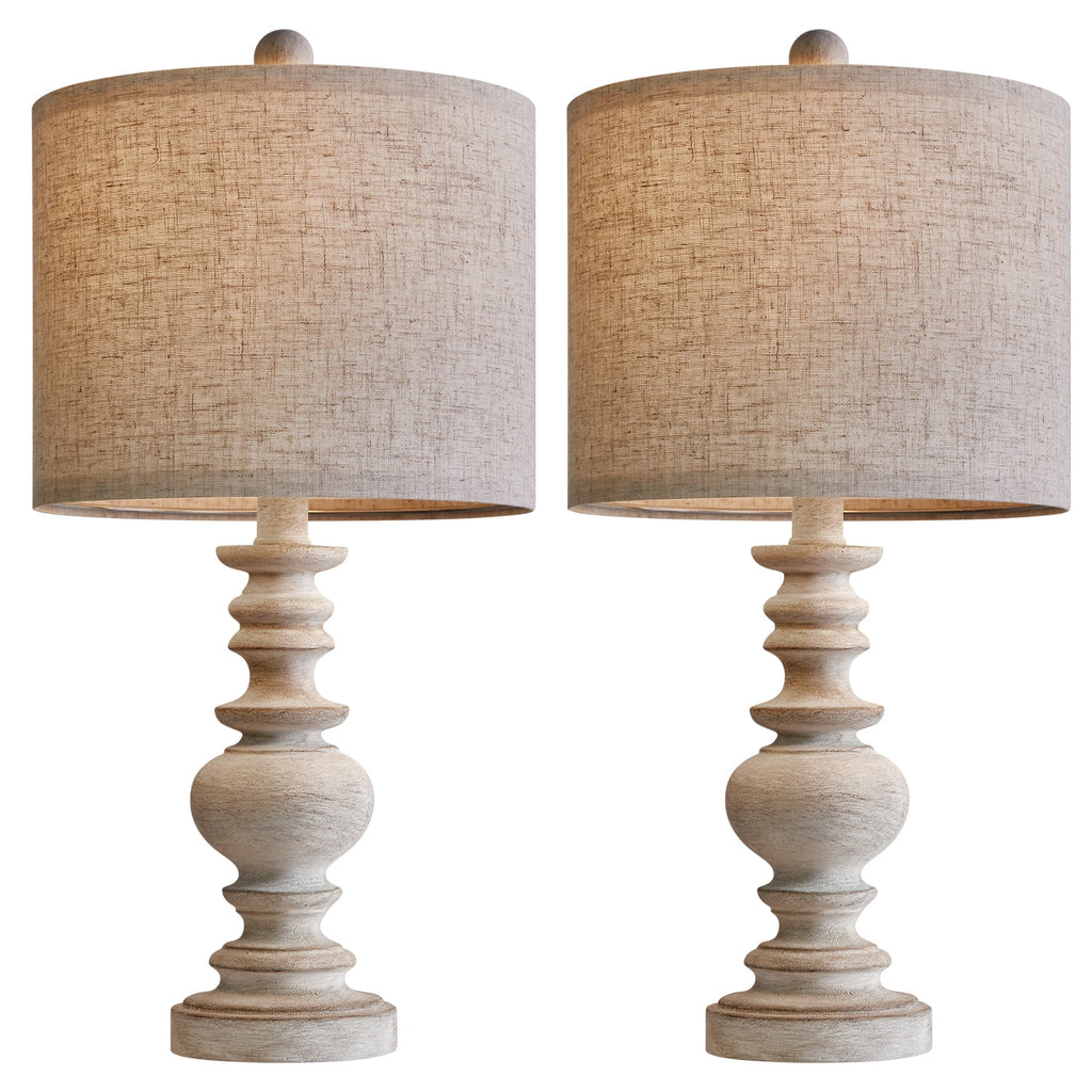Oneach 20" Resin Table Lamps for Bedroom Lamps Set of 2 Retro Farmhouse Bedside Nightstand Lamp