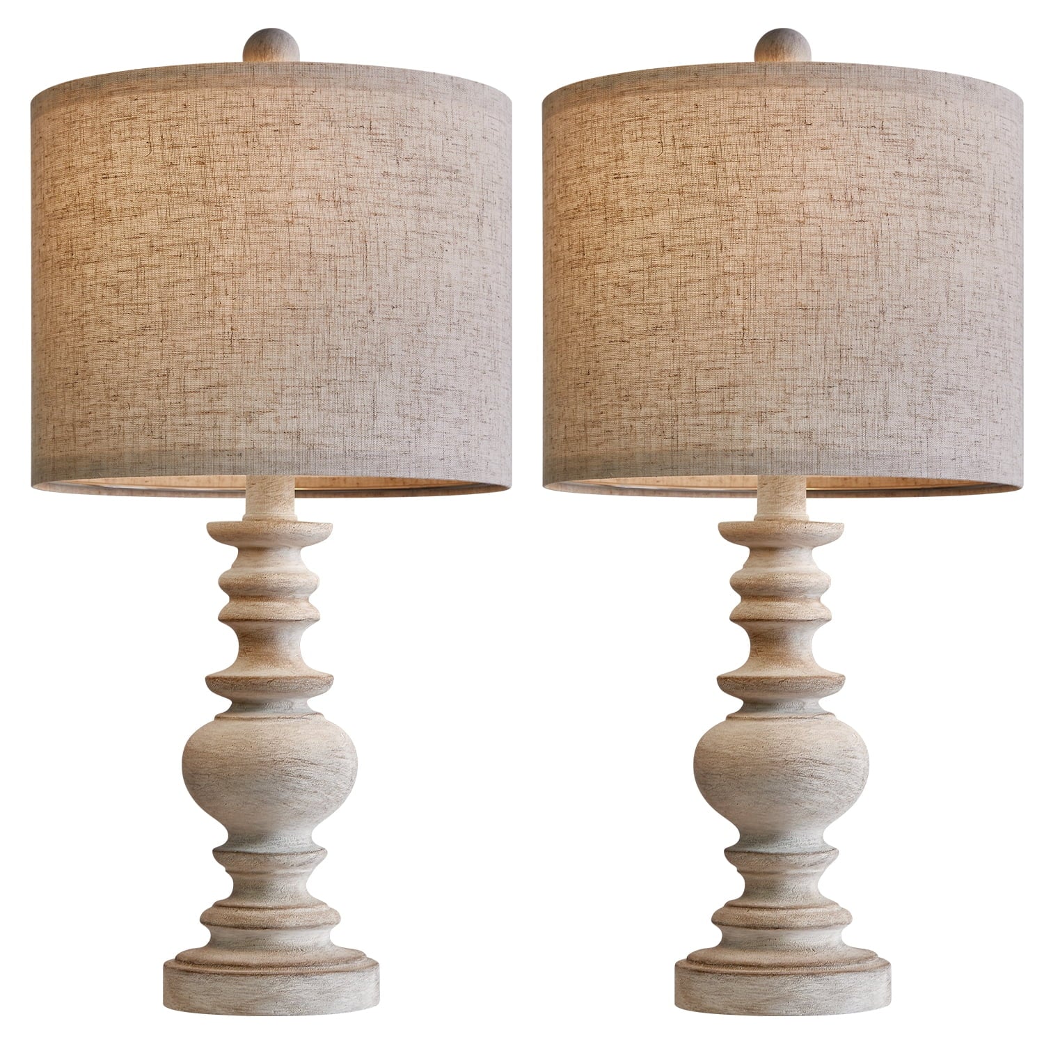Oneach 20" Resin Table Lamps for Bedroom Lamps Set of 2 Retro Farmhouse Bedside Nightstand Lamp