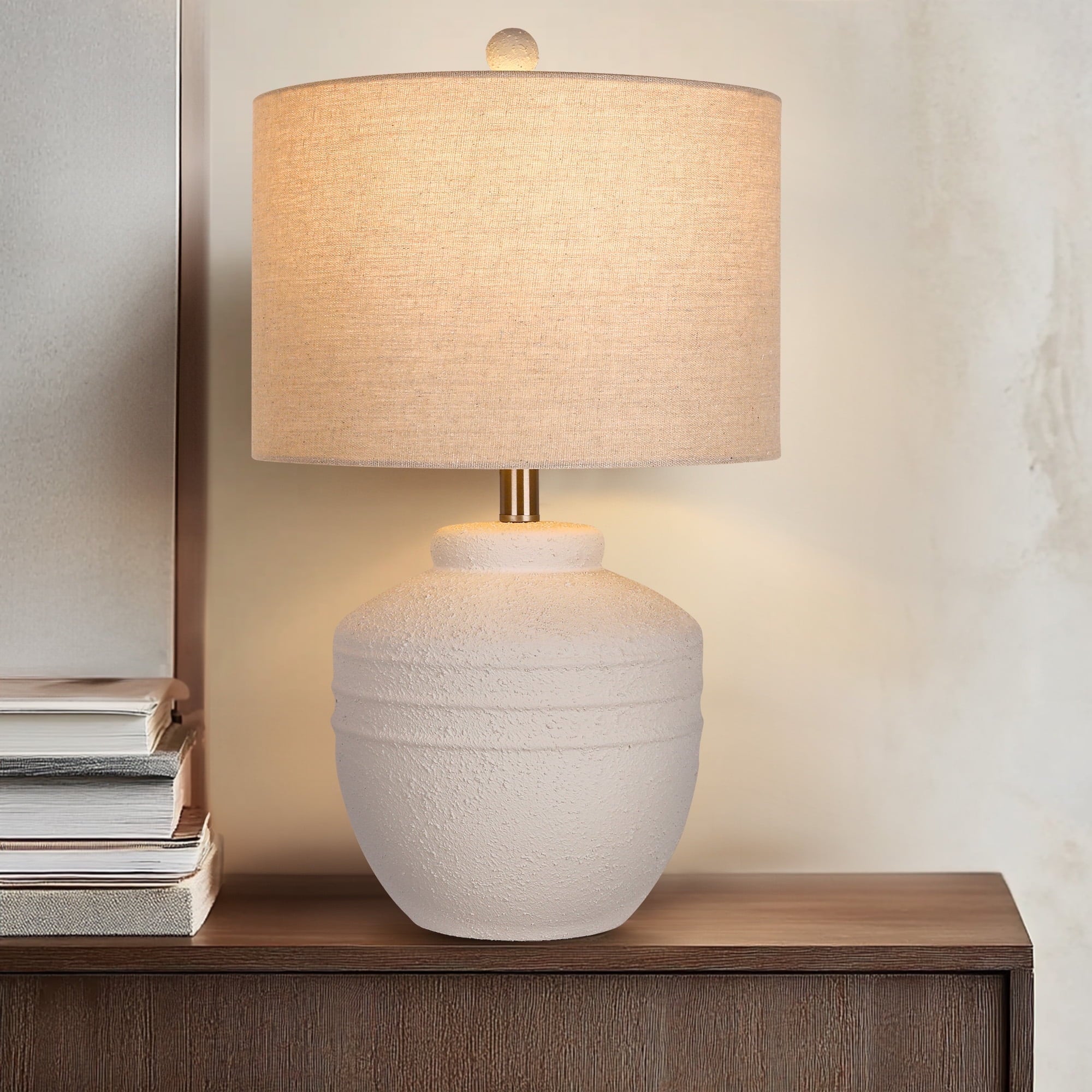 Farmhouse Jar Table Lamp 1 Pack, Rotary Switch Rustic Bedside Lamp, Pot Nightstand Lamp for Bedroom Living Room (LED Bulb Included)