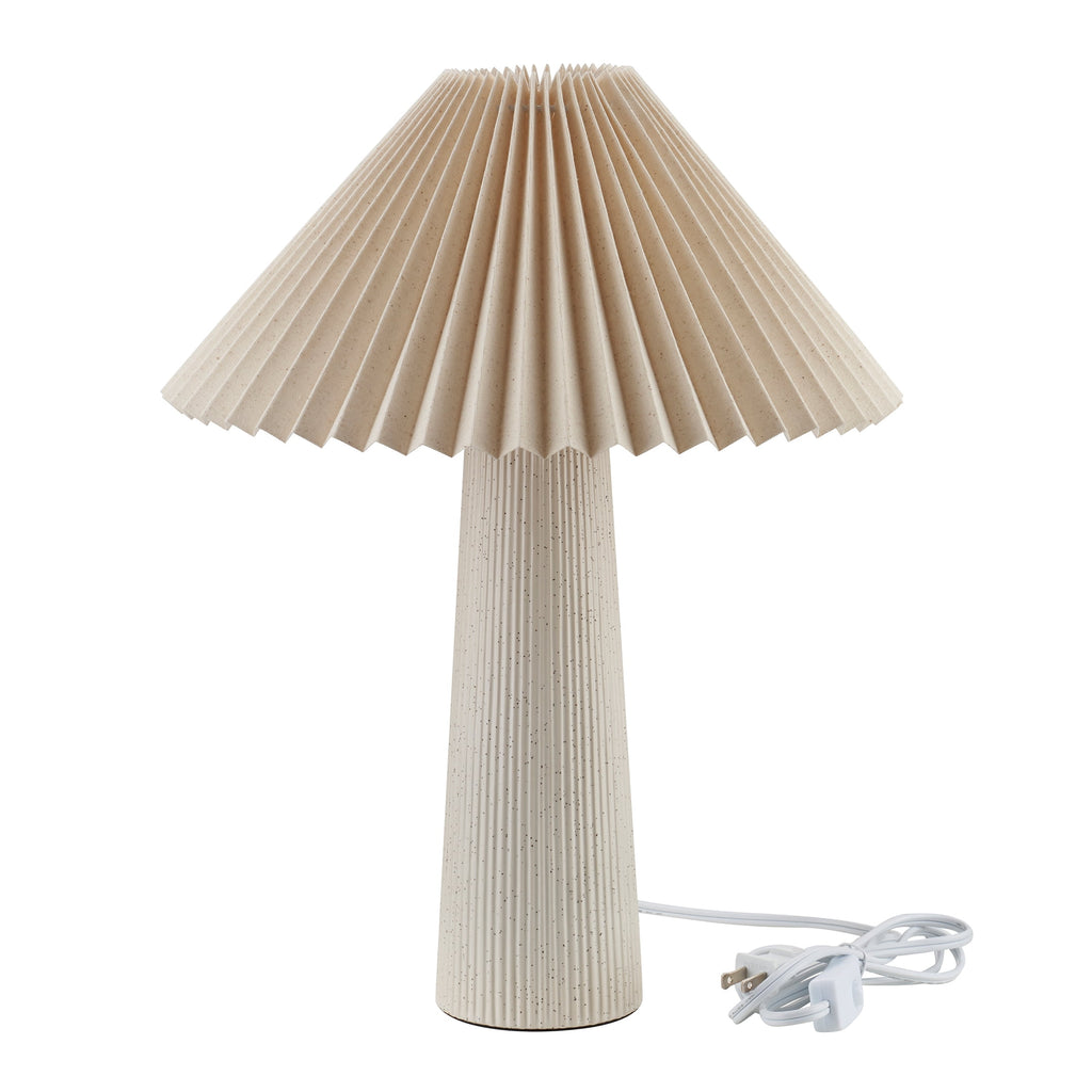 Home Decor Collection 18"in Ribbed Ceramic Table Lamp with Ivory Pleated Shade