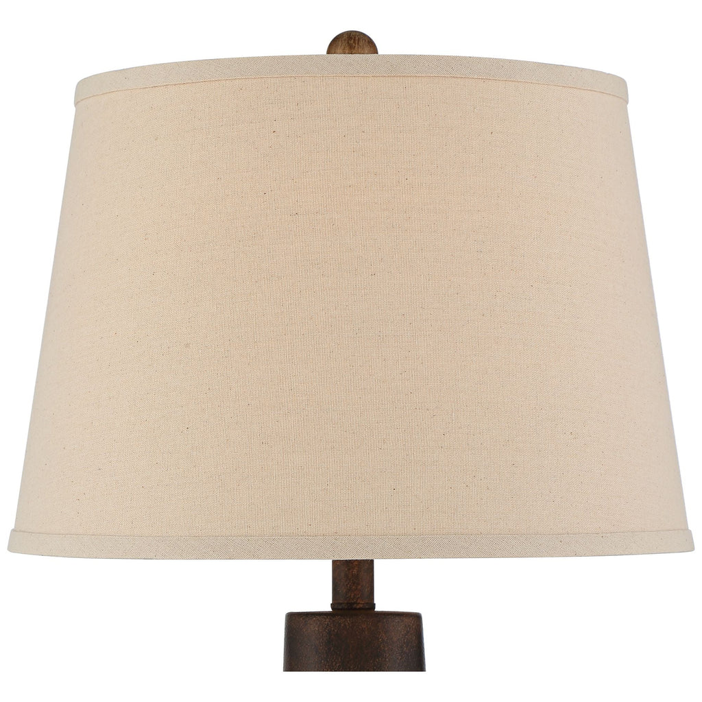 Regency Hill Glenn Rustic Farmhouse Table Lamps 27" Tall Set of 2 Dark Terra Cotta Tapered Fabric Drum for Bedroom Living Room Bedside Nightstand Home