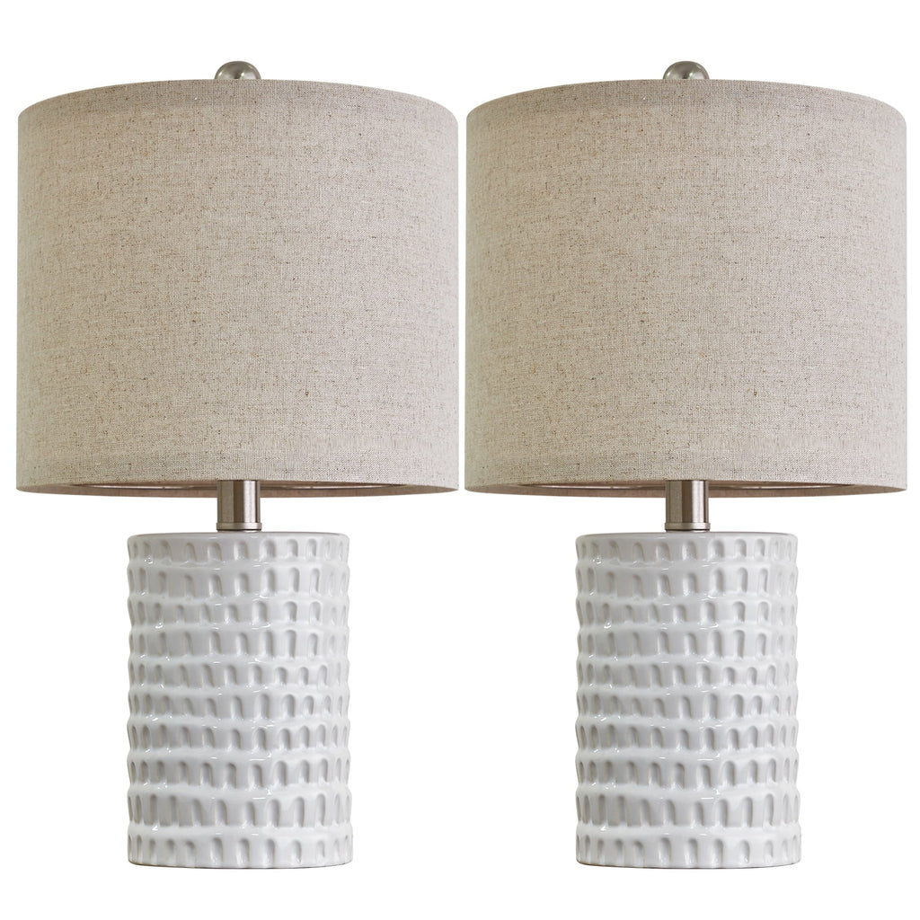 Oneach Ceramic Table Lamp Set of 2 for Living Room Bedroom 18.25" Modern White Bedside Nightstands Lamps